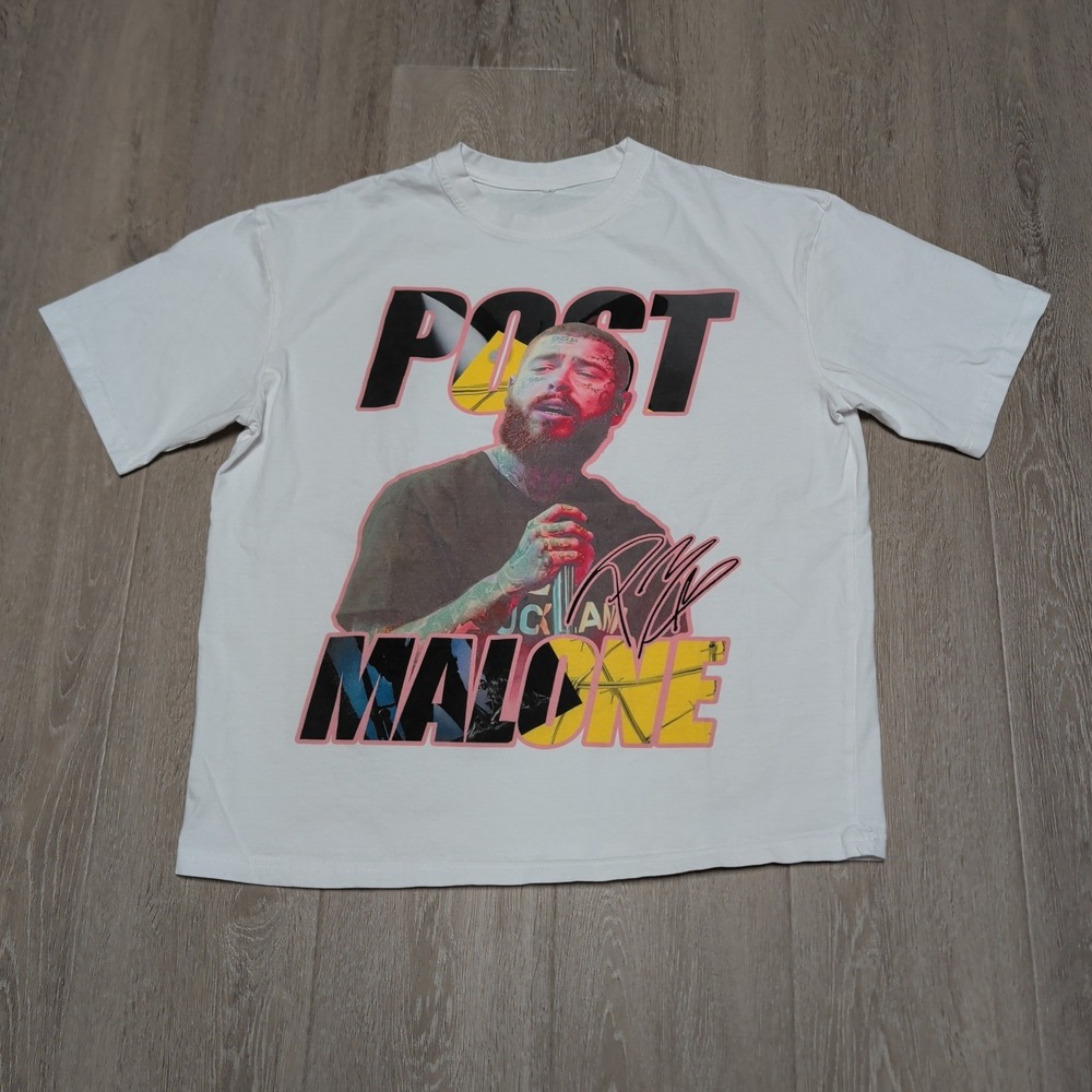 Post Malone White Graphic T-Shirt‎ Music Rap Hip Hop Concert Merch Adult Medium